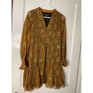 French Connection Snakeskin Print Long Sleeve Mini Dress‎ Womens S
